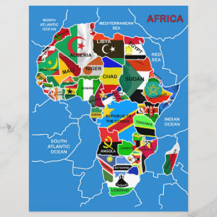Mapa da África com bandeiras