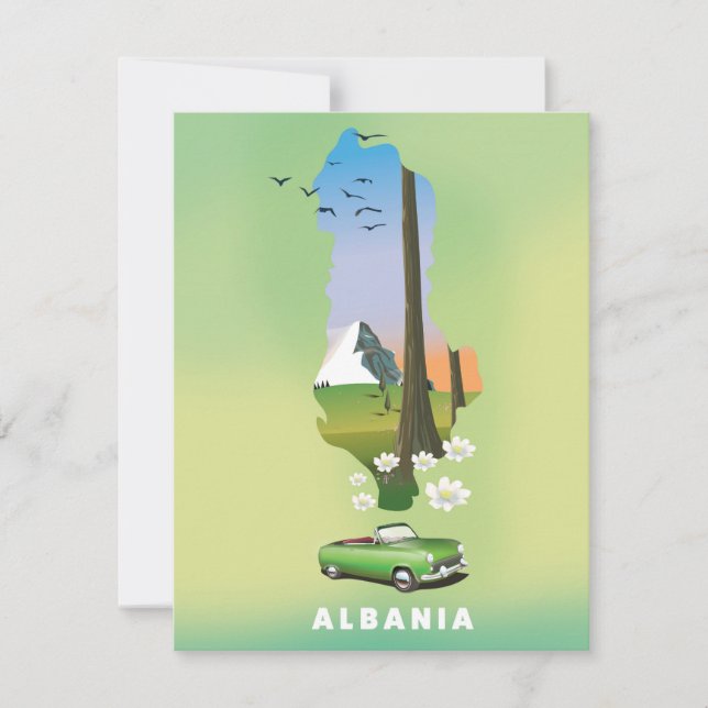 Mapa da Albânia - poster de viagens ilustrado (Frente)