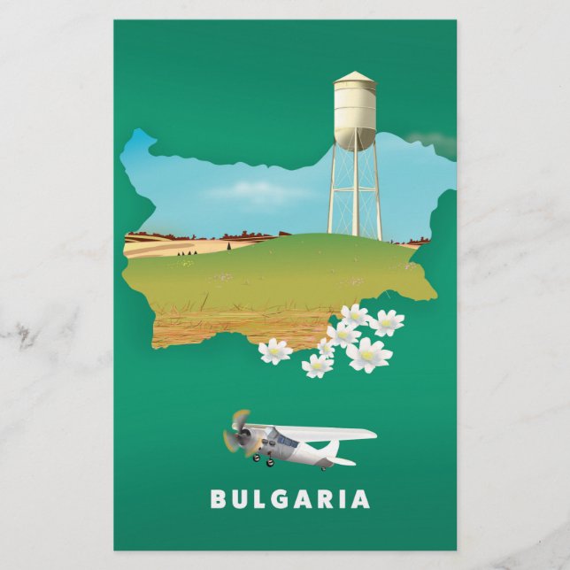 Mapa da Bulgária impressão de viagem (Frente)