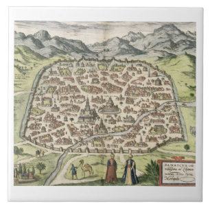Mapa da cidade de Damasco, Syria, 1620 (gravura)
