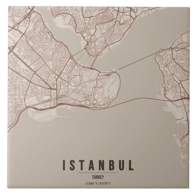 Mapa da Cidade de Istambul Turquia Design Minimali (Frente)