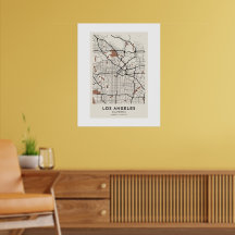Mapa da Cidade de Los Angeles Poster Minimalista B