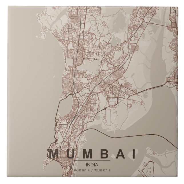 Mapa da Cidade de Mumbai na Índia com Design Minim (Frente)