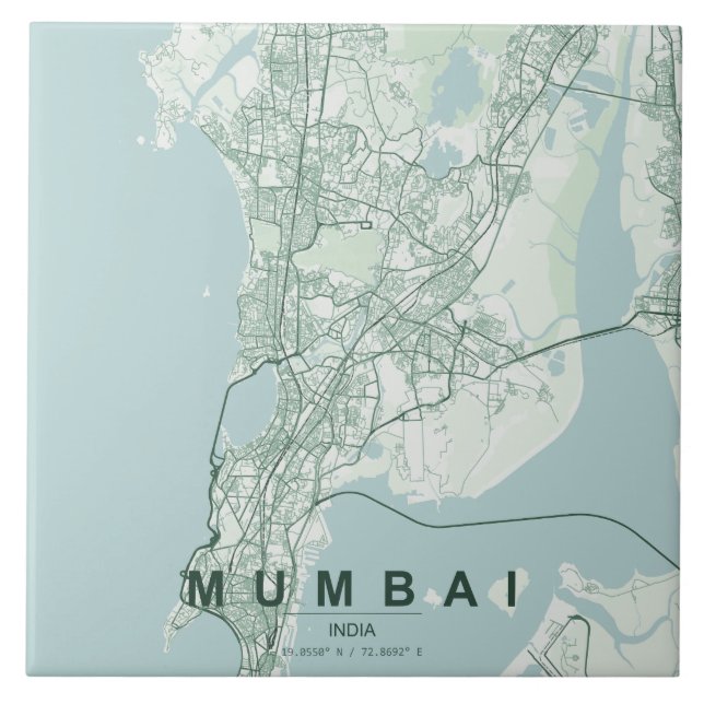 Mapa da Cidade de Mumbai na Índia com Design Minim (Frente)