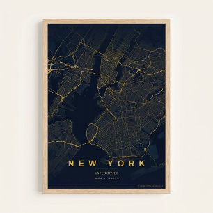 Mapa da Cidade de Nova York Poster de Arte de Rua 