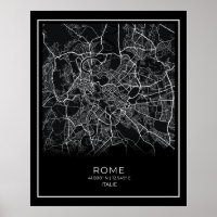 Mapa da cidade de Roma - Poster do Mapa Negro de R