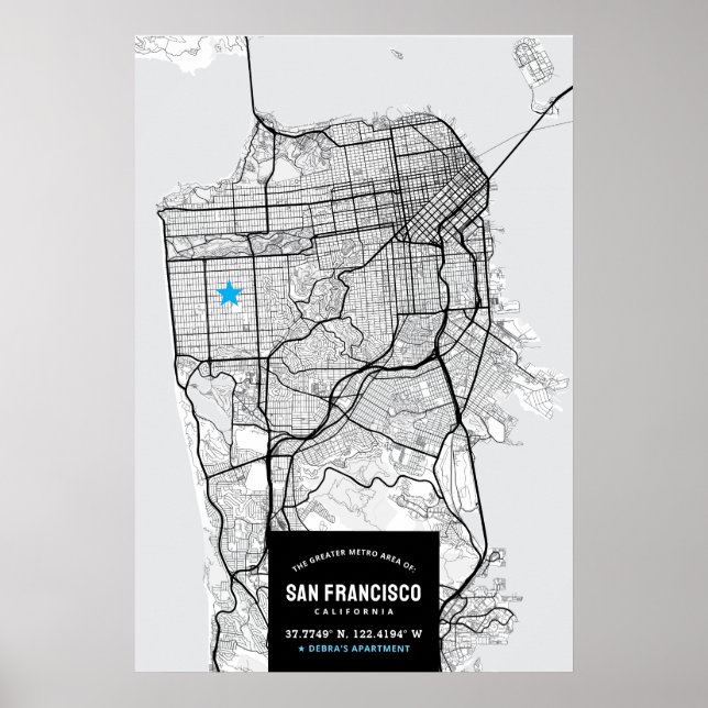 Mapa da cidade de São Francisco + Poster de locali (Frente)