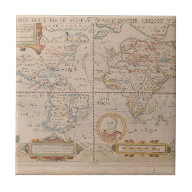 Mapa da circunavegação de Drake do globo (Frente)