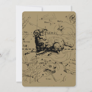 Mapa da Constelação de Áries Gravura por Hevelius