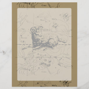 Mapa da constelação de Vintage Aries Hevelius 1690
