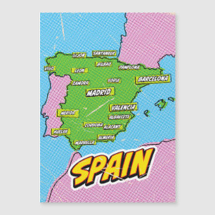 Mapa da Espanha ilustrado em Pop Art