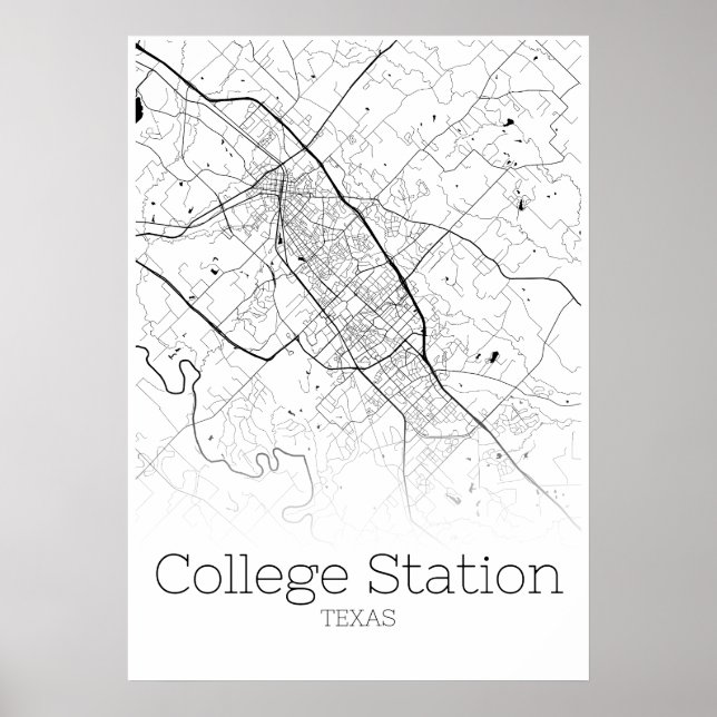 Mapa da Estação Universitária - Texas - Poster do  (Frente)