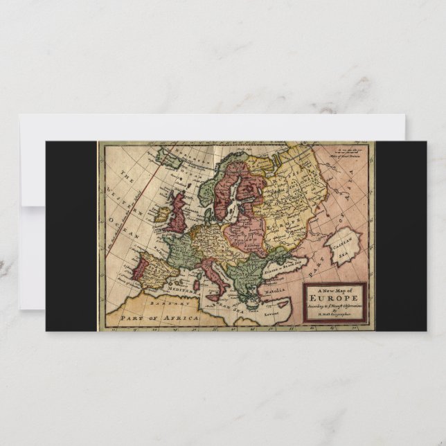 Mapa da Europa do Antiquário 1721 por Herman Moll (Frente)