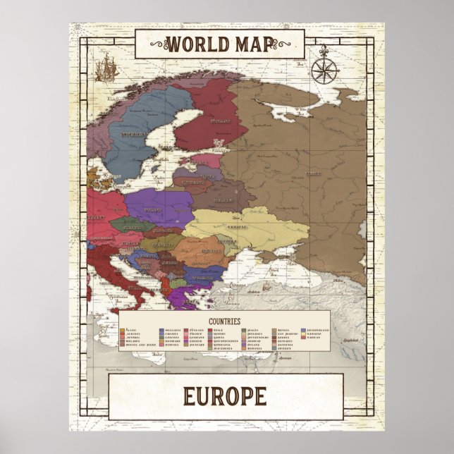 Mapa da Europa - Poster (Frente)