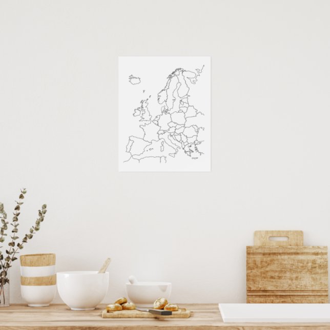 Mapa da Europa - Poster de Contorno do Vazio