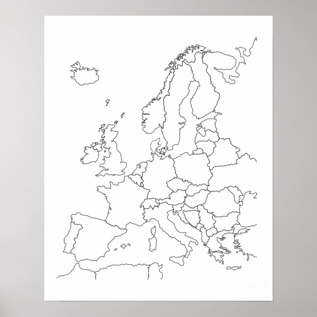 Mapa da Europa - Poster de Contorno do Vazio (Frente)