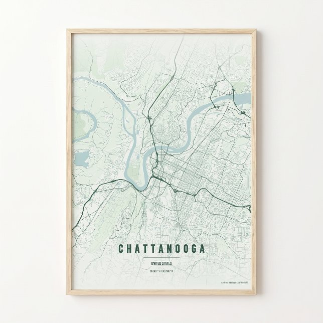 Mapa da Floresta de Chattanooga Impressão Poster A (Criador carregado)