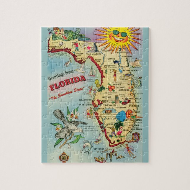 Mapa da Flórida Quebra-Cabeça 8x10 (Vertical)