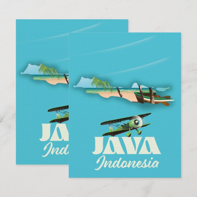 Mapa da ilha de Java indonésia (Frente/Verso)