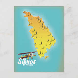 Mapa da Ilha Grega de Samos Cartão Postal