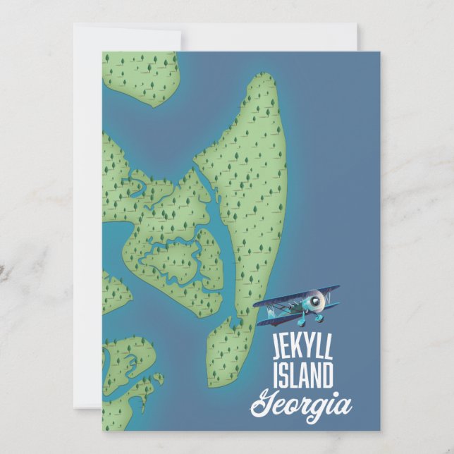 Mapa da Ilha Jekyll Geórgia EUA (Frente)