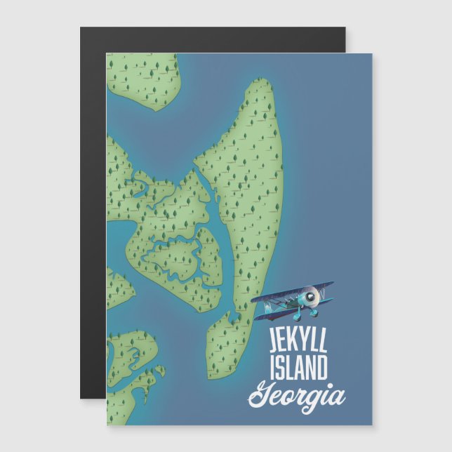 Mapa da Ilha Jekyll Geórgia EUA (Frente/Verso)
