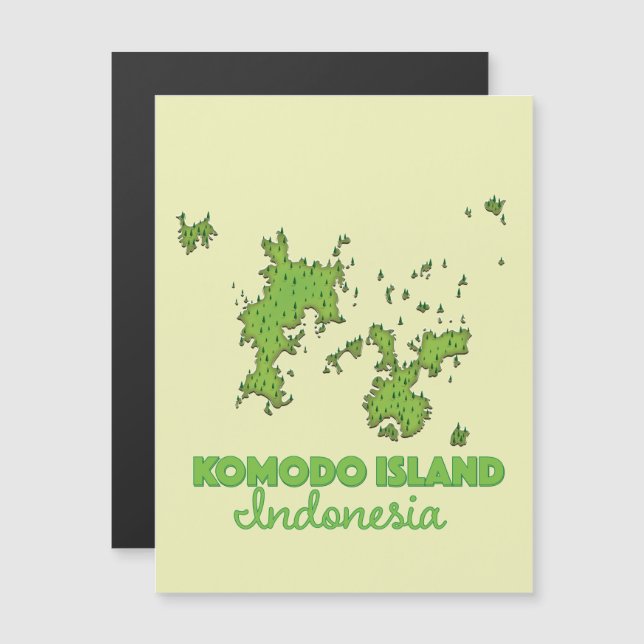 Mapa da ilha Komodo Indonésia (Frente/Verso)