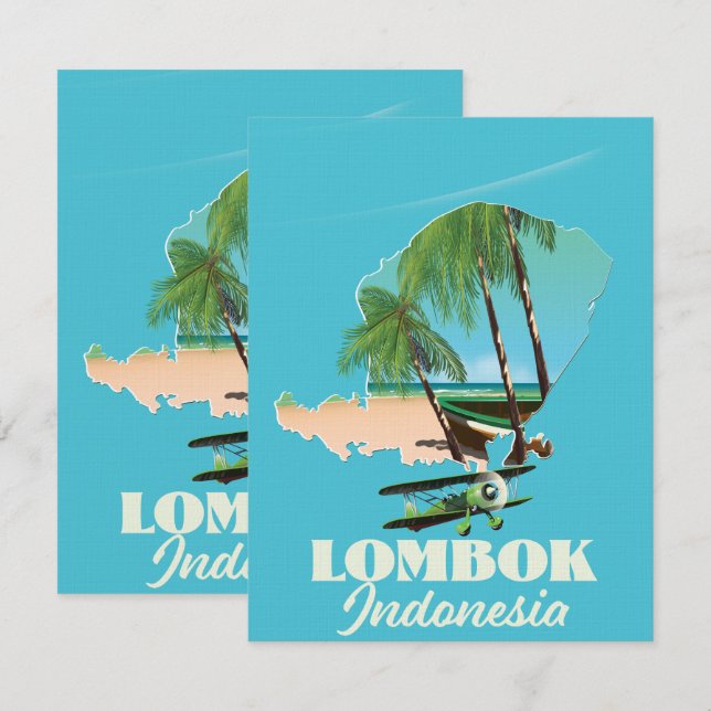 Mapa da Indonésia Lombok (Frente/Verso)