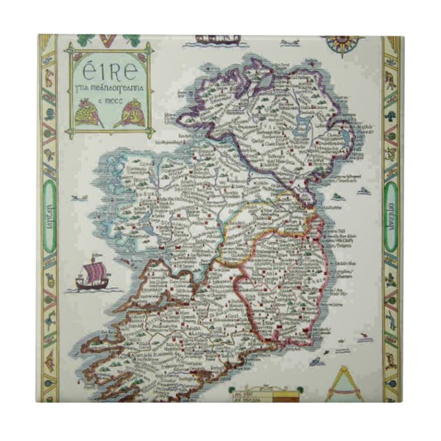 Mapa da Irlanda - Mapa Histórico do Eire Erin Irla (Frente)