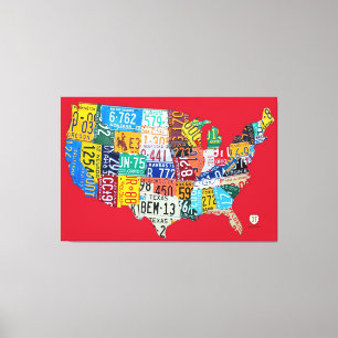 Mapa da matrícula do vermelho das canvas dos EUA