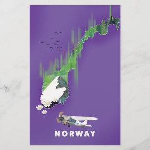 Mapa da Noruega, impressão ilustrada em poster.