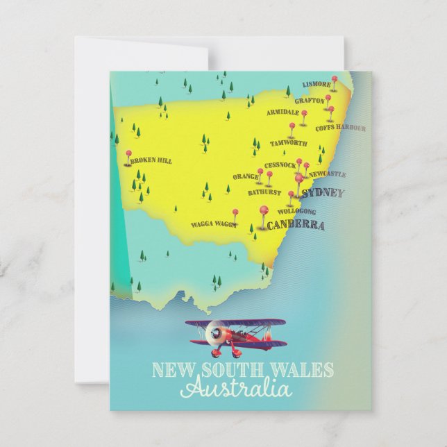 Mapa da Nova Gales do Sul Austrália (Frente)