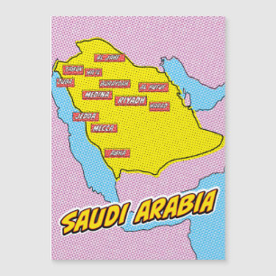 Mapa da pop Art Ilustrado da Arábia Saudita