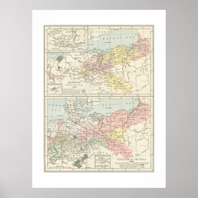 Mapa da Prússia na Impressão de 1866 (Frente)