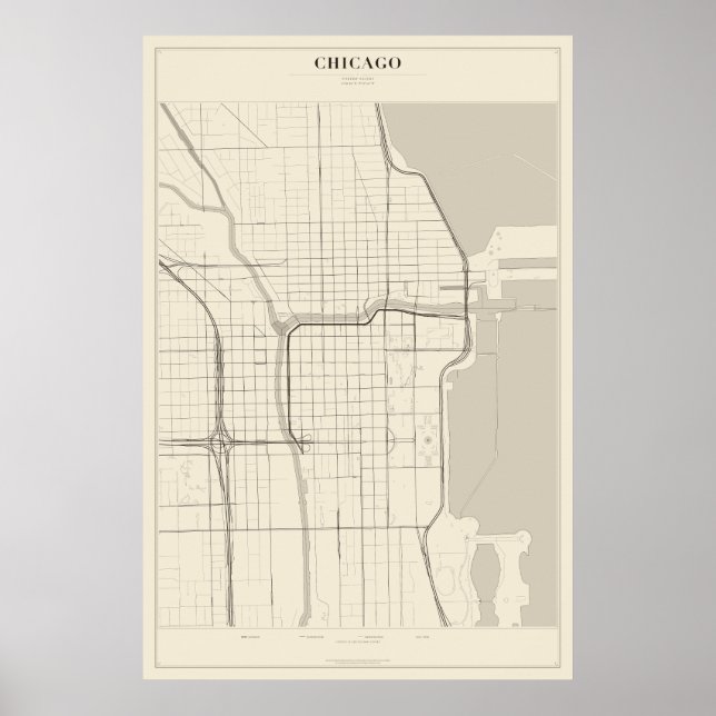 Mapa da Rua de Chicago Poster (Frente)