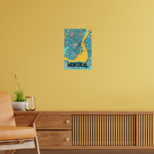 Mapa da rua de Montreal - Poster de dois tons com 