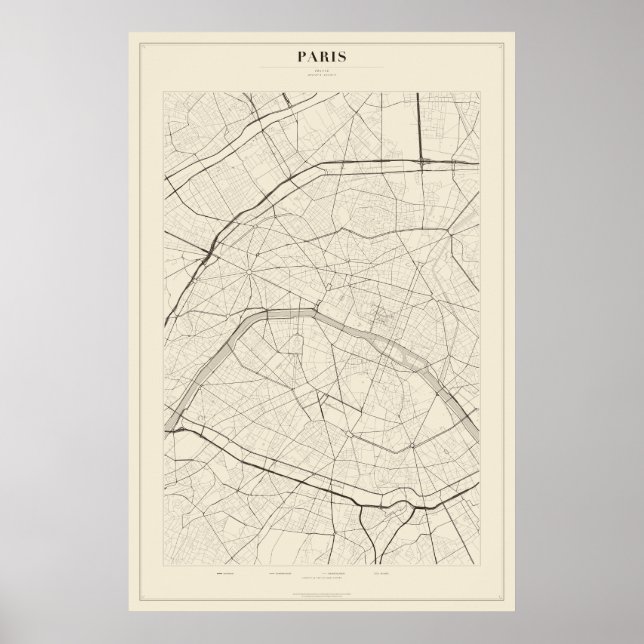 Mapa da Rua de Paris em Poster (Frente)