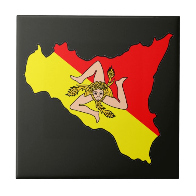 Mapa da Sicília com o Símbolo Trinacria (Frente)
