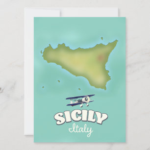 Mapa da Sicília Itália estilo vintage