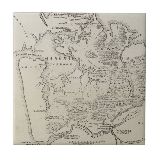 Mapa da terra entre Auckland & rio de Waikato (Frente)