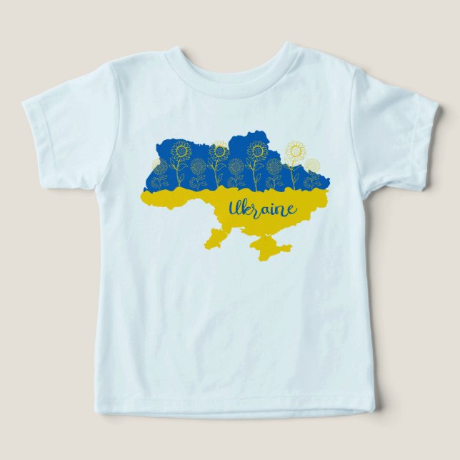Mapa da Ucrânia com girassol e bandeira ucraniana (Design frontal)
