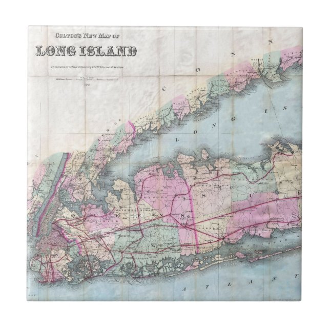 Mapa da Vintage de Long Island (1880) (Frente)