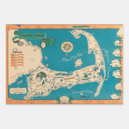 Mapa da Vintage do Cabo Cod a partir dos anos 40