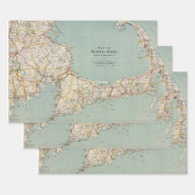 Mapa da Vintage em Cape Cod, Massachusetts
