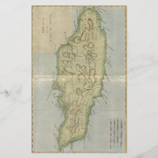 Mapa da Vintage na Jamaica (1780) (Frente)