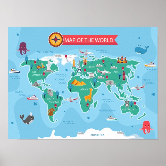 Mapa das Crianças do poster mundial (Frente)