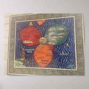 Mapa das folhas do trevo de bancas 1581 poster