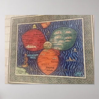 Mapa das folhas do trevo de bancas 1581 poster