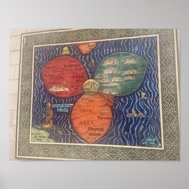 Mapa das folhas do trevo de bancas 1581 poster (Frente)