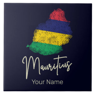 Mapa das Ilhas Maurícias - Bandeira Vintage - Ocea